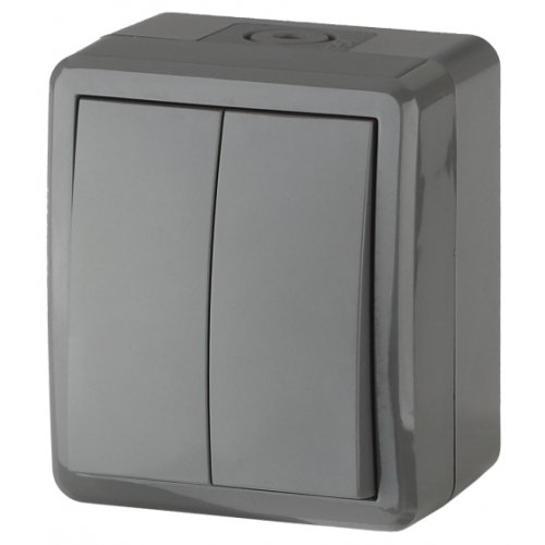 Выключатель накладной Эра Эксперт 2-кл. IP54 серый фото Выключатель накладной Эра Эксперт 2-кл. IP54 серый картинка